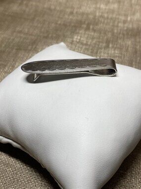 Vintage Simons Sterling Silver Tie Clip Hammered Design Attleboro USA